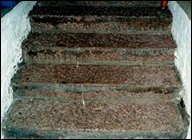 Slippery granite steps